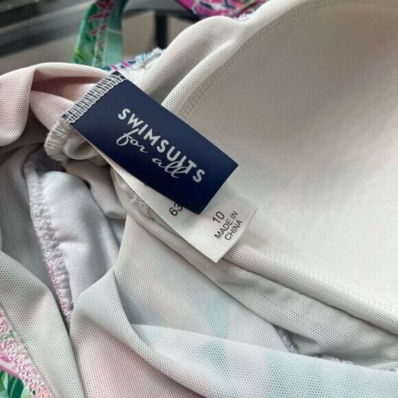 Swimsuits For All Women's Twist Front V-Neck Swimdress Hawaiian Floral Size 10 - Picture 10 of 16